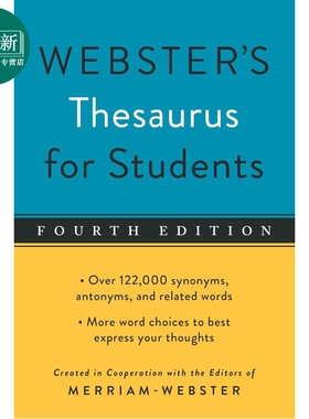 预售 韦氏学生同义词词典 第4版 Webster s Thesaurus for Students Fourth Edition 英文原版韦氏词典Merriam Webster 又日新