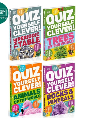 英文DK测试小题集4册 Quiz Yourself Clever 化学元素The Periodic Table 树Trees 动物Animals 矿石Rocks Minerals 又日新