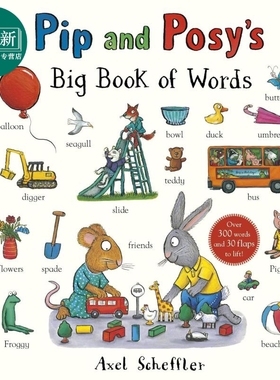 波西和皮普 单词大书 Pip and Posys Big Book of Words 英文原版 儿童纸板绘本 早教学习词汇纸板书翻翻书 进口 又日新