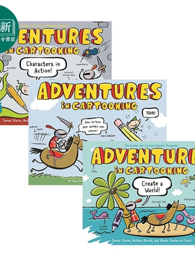 Adventures In Cartooning 卡通历险记系列漫画书3册 英文原版儿童故事图画书Create a World Characters in Action 又日新