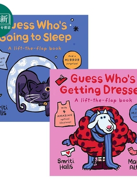 Marta Altes 低幼英文绘本2册纸板书含翻翻页 Guess Whos Getting Dressed Going to Sleep 猜猜谁要睡觉了穿衣服 又日新