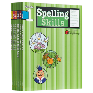Harcourt Family Learning Flash Kids Spelling Skills Grade 1-6 拼写技能提高练习册 英文原版 哈考特英语学习辅助教材书籍
