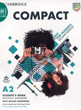 剑桥原版 KET校园版考试备考 Compact学生书+在线练习册 赠送音频 第二版 Compact Key for Schools Students Book  又日新