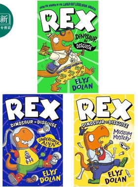 彩色章节书 恐龙雷克斯 3册 Rex Dinosaur in Disguise 英文原版 儿童图画章节书 搞笑冒险故事 进口童书 7岁以上 又日新