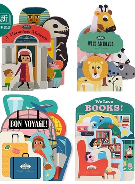 Bookscape Board Books 异形书4册套装 英文原版纸板书 博物馆Museum Bon Voyage Love Books 动物Wild Animals  又日新