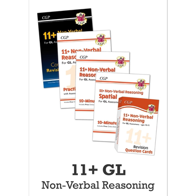 英国CGP原版 11+ GL Non-Verbal Reasoning Study 小学非语言推理学练套装5册含电子版 10-11岁 私立中学入学考试