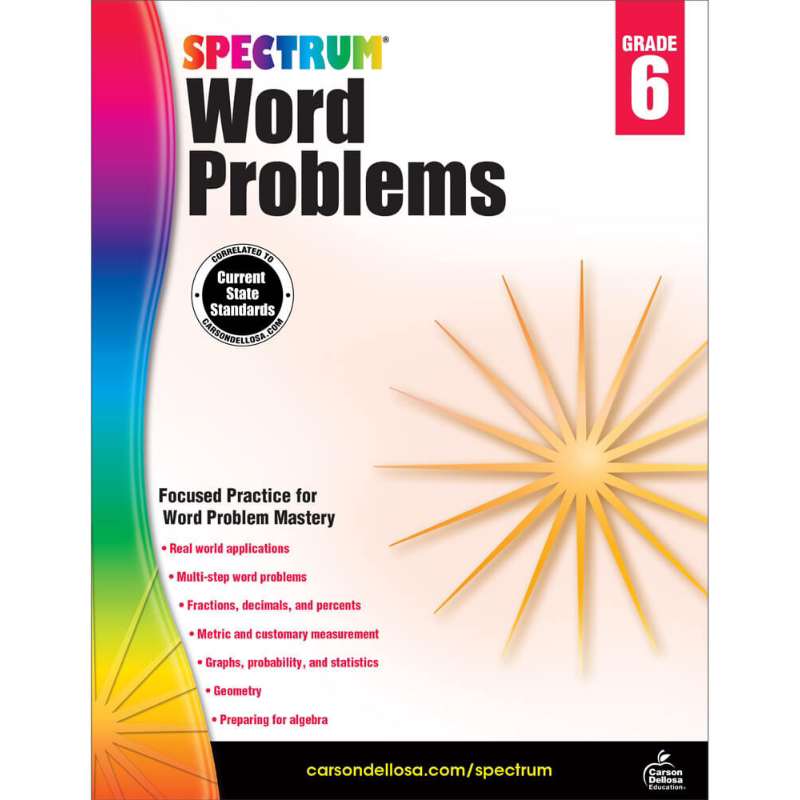 光谱练习册 数学文字应用题系列 6年级 Carson Dellosa Spectrum Word Problems Grade 6 美国CarsonDellosa 原版 又日新