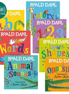 Roald Dahl罗尔德达尔英文启蒙纸板书绘本7册 相反词Opposites 颜色Colors 字母ABC 数字123 单词Words 形状Shapes 又日新