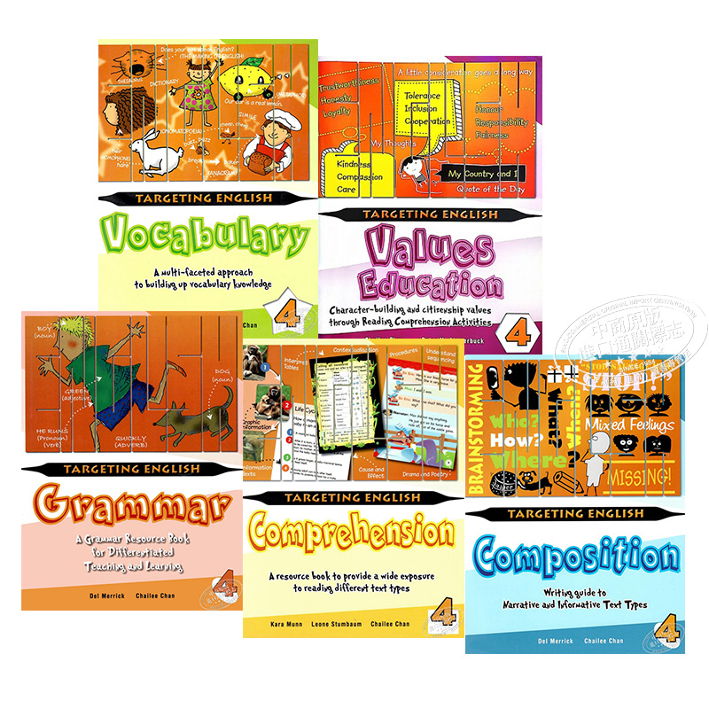 新加坡小学英语Targeting English套装第4级语法词汇阅读写作价值观教育共5册含答案