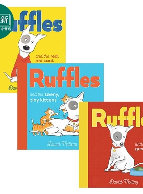David Melling 莱弗系列3册套装 Ruffles 莱弗和红外套 小猫咪 绿色蔬菜 英文原版 进口图书 儿童绘本 故事图画书
