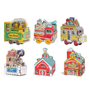 迷你车迷你屋玩具书系列 Mini Wheels House 英文原版进口 玩具纸板书 全彩英文 造型书 火车/消防车/校车/消防站/鹅妈妈的家