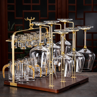 奢华红酒杯套装家用聚餐白酒杯分酒壶醒酒器高级感一套倒挂一体架