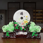 天然玉石平安扣招财纳福貔貅摆件客厅酒柜装 饰店铺开业礼物送礼品