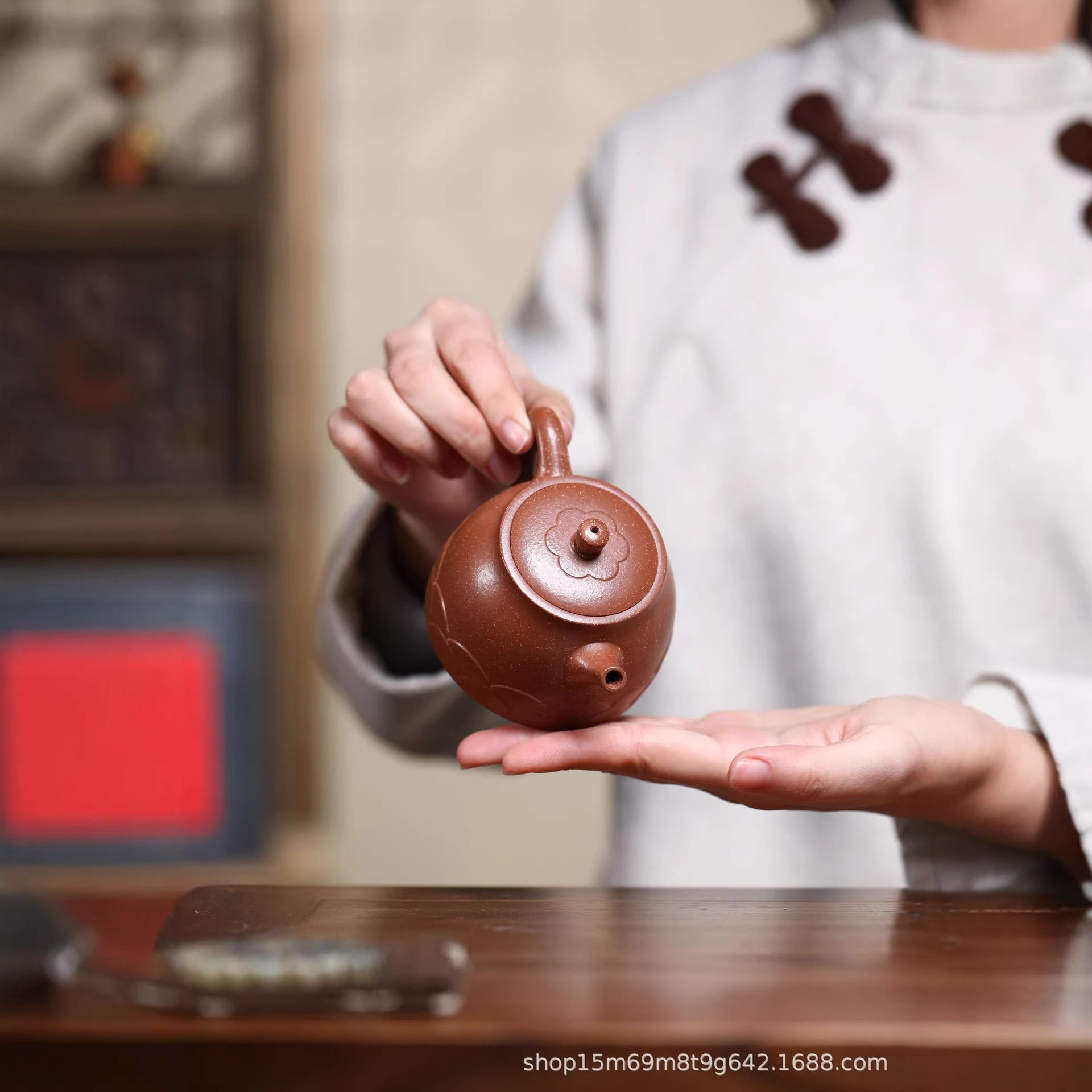 莲花井栏紫砂壶匠人手工打造降坡泥家用功夫茶壶新中式茶具批发