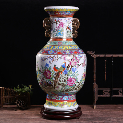 仿古中式珐琅彩瓷王 景德镇客厅家居陶瓷花瓶 瓷器摆件工艺品礼品