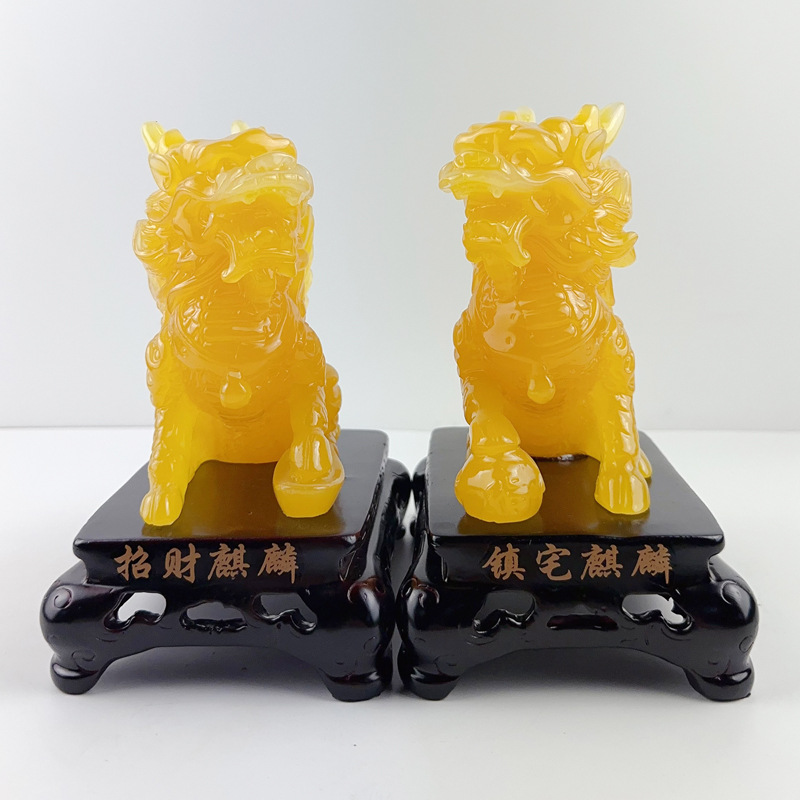 麒麟摆件一对招财旺宅博古架电视柜摆件入户玄关摆件乔迁新居礼品