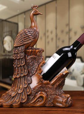 孔雀红酒架客厅摆件创意瓶托架收纳餐厅酒柜装饰品云南旅游纪念品