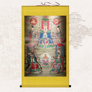 三官大帝神像天官地官水官挂画三元帝君紫薇大帝佛像丝绸画卷轴画