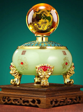 琉璃玉财源滚滚龙珠聚宝盆招财摆件乔迁开业礼品祈福开门红礼品