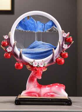 创意麋鹿流沙画客厅摆件家居电视柜酒柜办公室桌面装饰品乔迁礼物