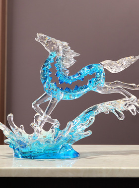 马到成功招财透明工艺家居客厅酒柜装饰品摆件办公室乔迁新居礼品