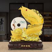 招财金龙鱼摆件玉石平安扣家居装 饰品客厅玄关办公室乔迁开业礼品