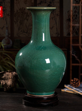 景德镇玉冰片花瓶电视柜瓷器中式仿古工艺装饰品家居办公摆件赏瓶