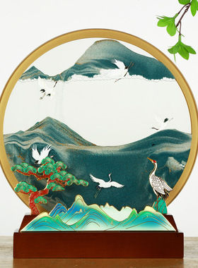 一品青云流沙画摆件高级感创意沙漏客厅办公室装饰保险开门红礼品
