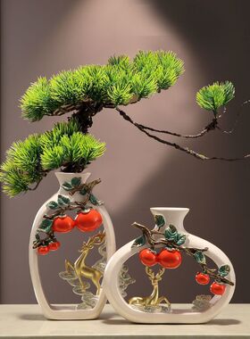 新中式事事如意花瓶摆件客厅家居酒柜装饰品办公室茶室博古架摆设