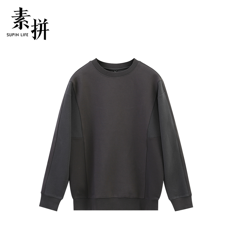 素拼男装春秋款圆领卫衣宽松帅气潮牌上衣SPAWY335251AM