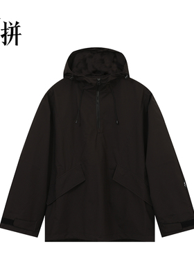 素拼春季潮牌休闲连帽外套夹克男上衣黑色工装外衣SPAWT335015AM