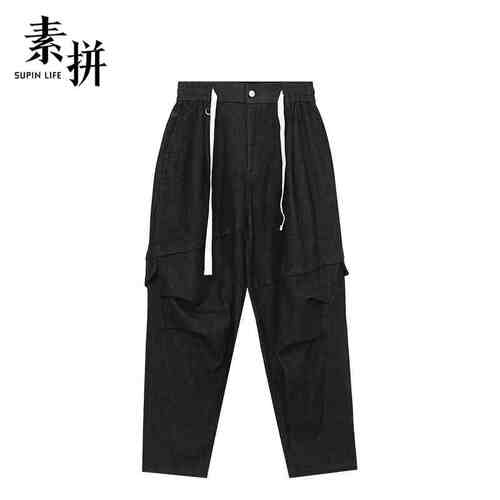 素拼男装秋装男士牛仔裤潮牌工装风百搭牛仔长裤SPBZK335117AM