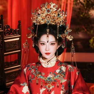 清月鹿鸣原创【红妆映喜】古风婚冠中式婚礼新娘凤冠汉服发冠头饰