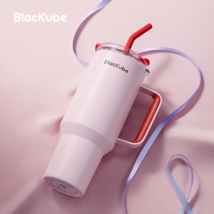 BLACKUBE吸管保温杯女生大容量冰霸杯保冷杯子不锈钢水杯2023新款