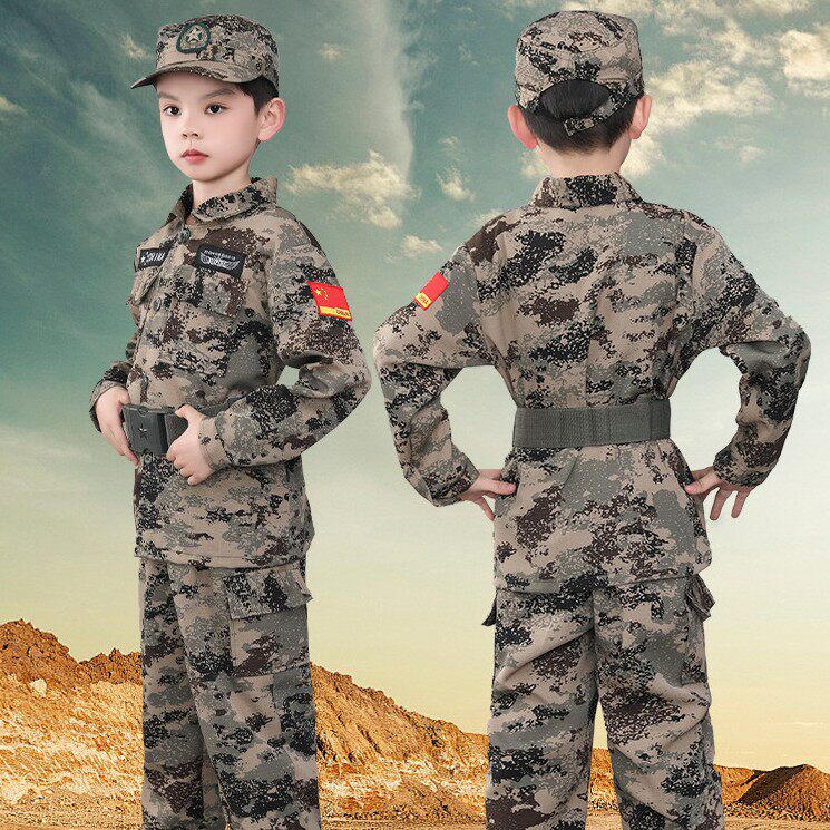 儿童演出服新款迷彩套装男女童夏令营特种兵拉链迷彩服唱歌比赛服