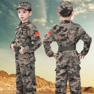 儿童演出服新款迷彩套装男女童夏令营特种兵拉链迷彩服唱歌比赛服
