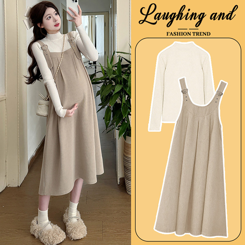 法国Uamtor孕妇背带裙套装秋冬小个子大码宽松连衣裙小个子高级感