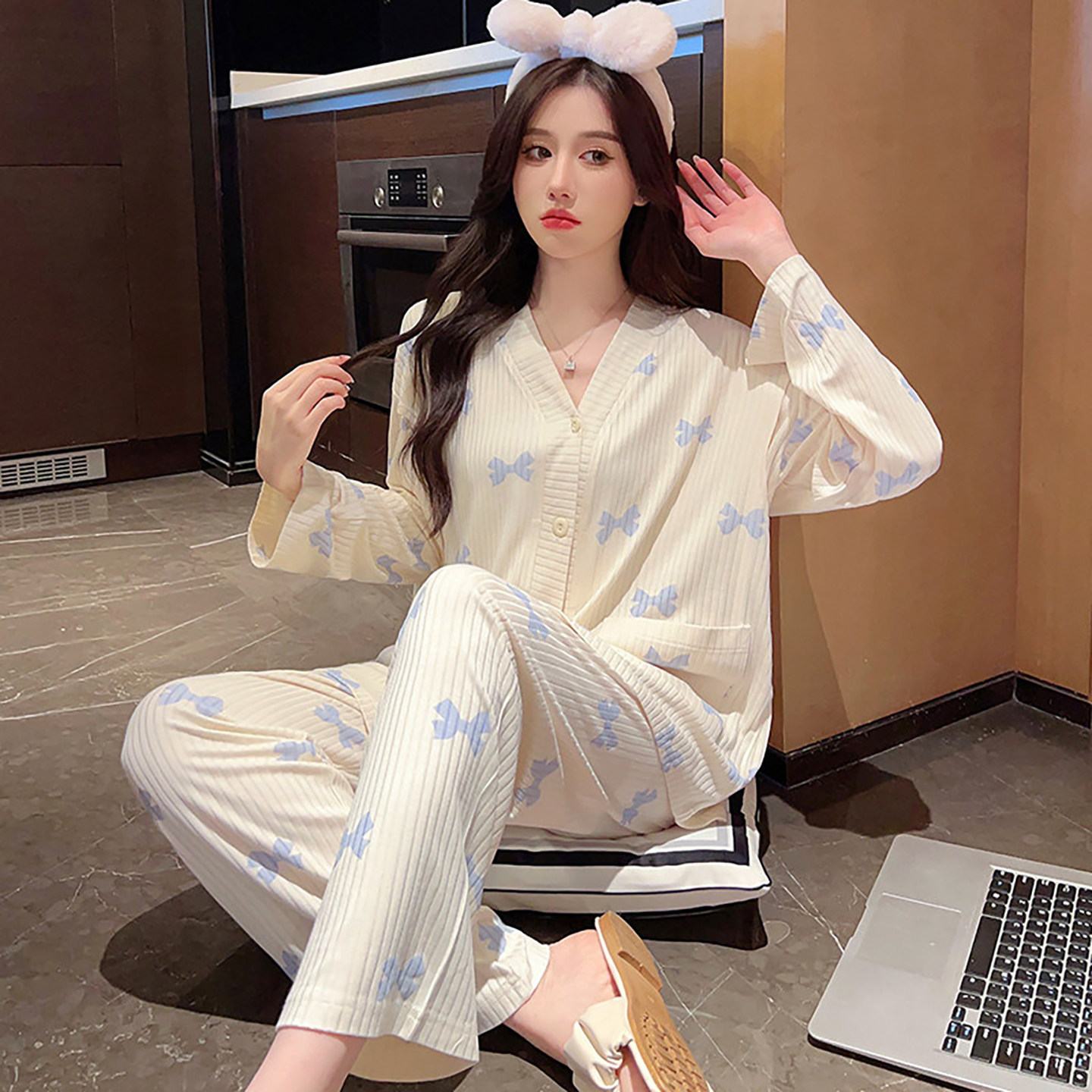 法国Uamtor孕妇睡衣夏季莫代尔月子服薄款产后哺乳套装产妇家居服