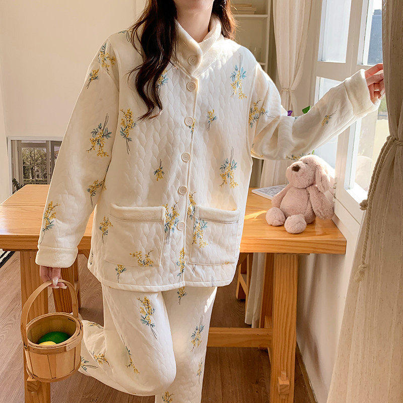 DHWA空气棉月子服春秋纯棉产后哺乳睡衣秋冬孕妇休闲家居套装