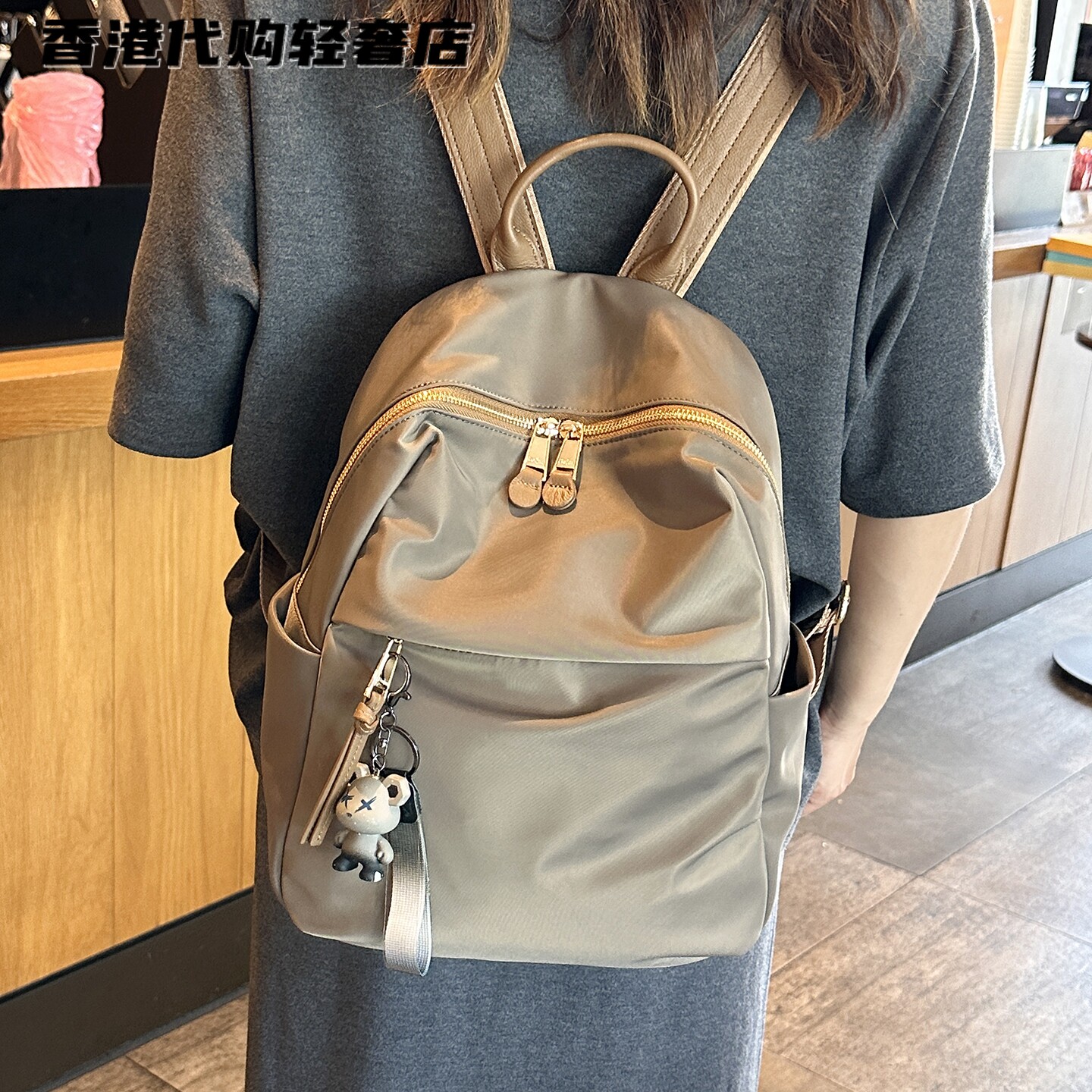 法国ZAMP质感轻便防水尼龙帆布旅游双肩包女牛津布休闲通勤小背包