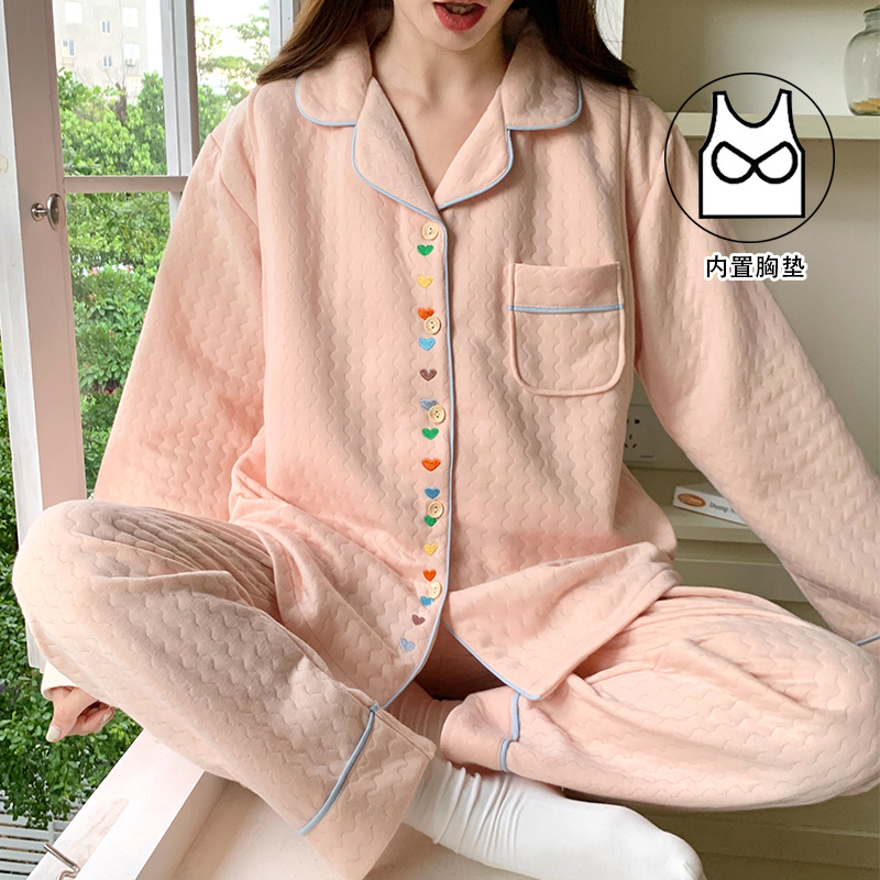 英国DHWA空气棉带胸垫月子服春纯棉产后孕妇睡衣女秋冬哺乳期家居