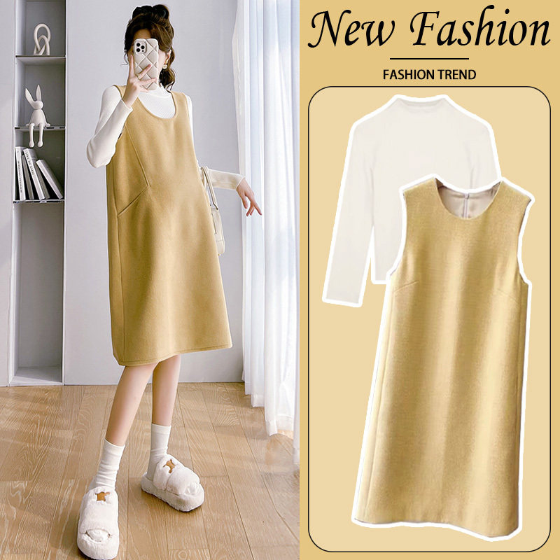 英国DHWA春秋孕妇套装时髦洋气宽松背带连衣裙时尚小个子上衣春装