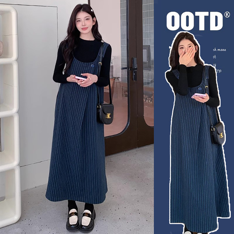 法国Uamtor孕妇秋冬2025新款连衣裙套装高级感穿搭背带裙子两件套