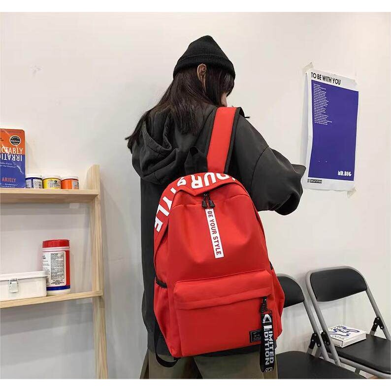 法国MKLUCK双肩包韩版学生书包校园休闲字母牛津布电脑包