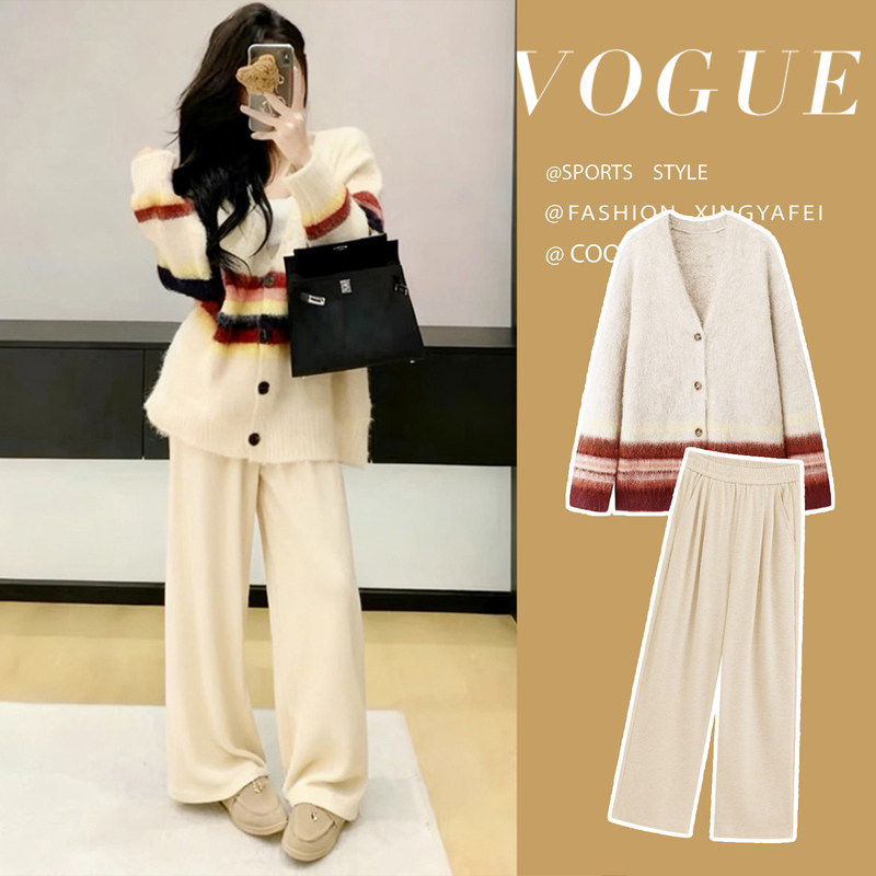 米兰风mdcw孕妇装新款秋冬套装针织开衫毛衣小个子孕妈高级感穿搭