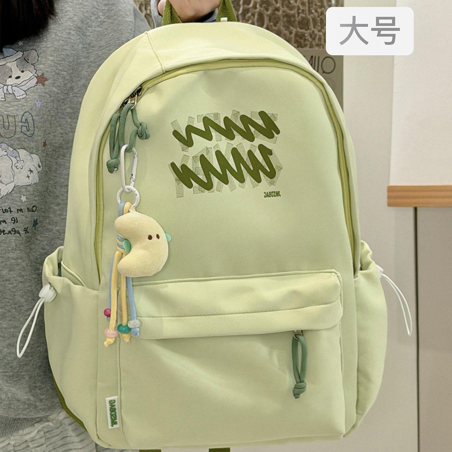 日本lp日系小众多巴胺绿色书包女大号学生百搭电脑通勤双肩背包