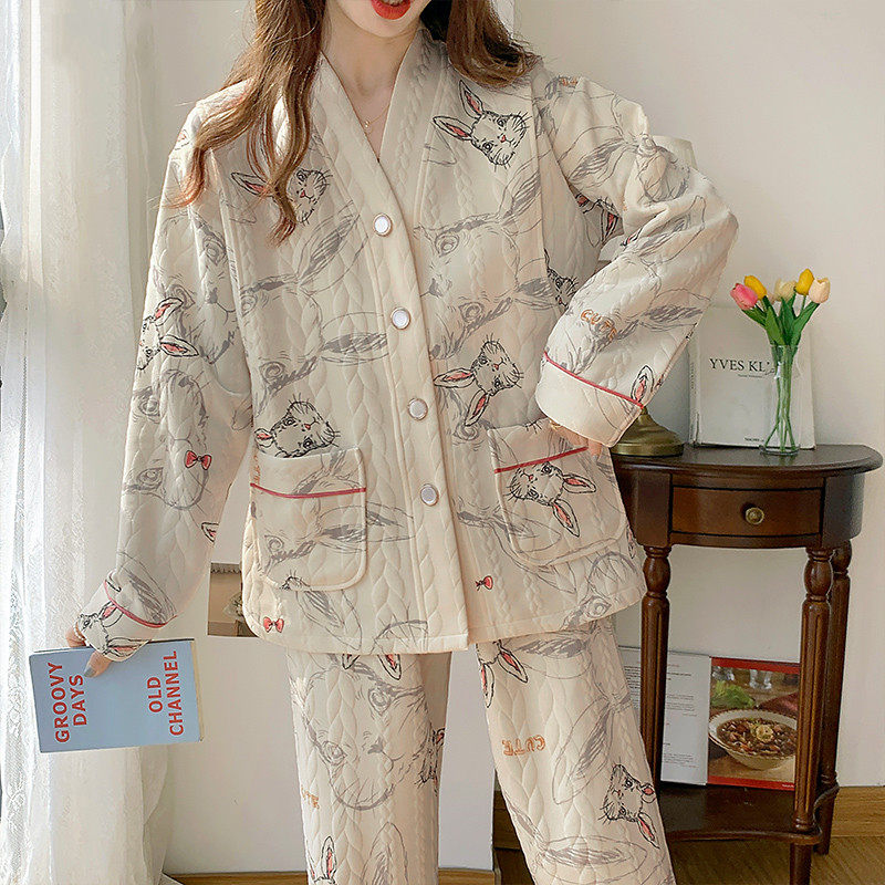 英国风MDCW空气棉月子服秋冬季产后哺乳大码孕妇睡衣套装家居服女