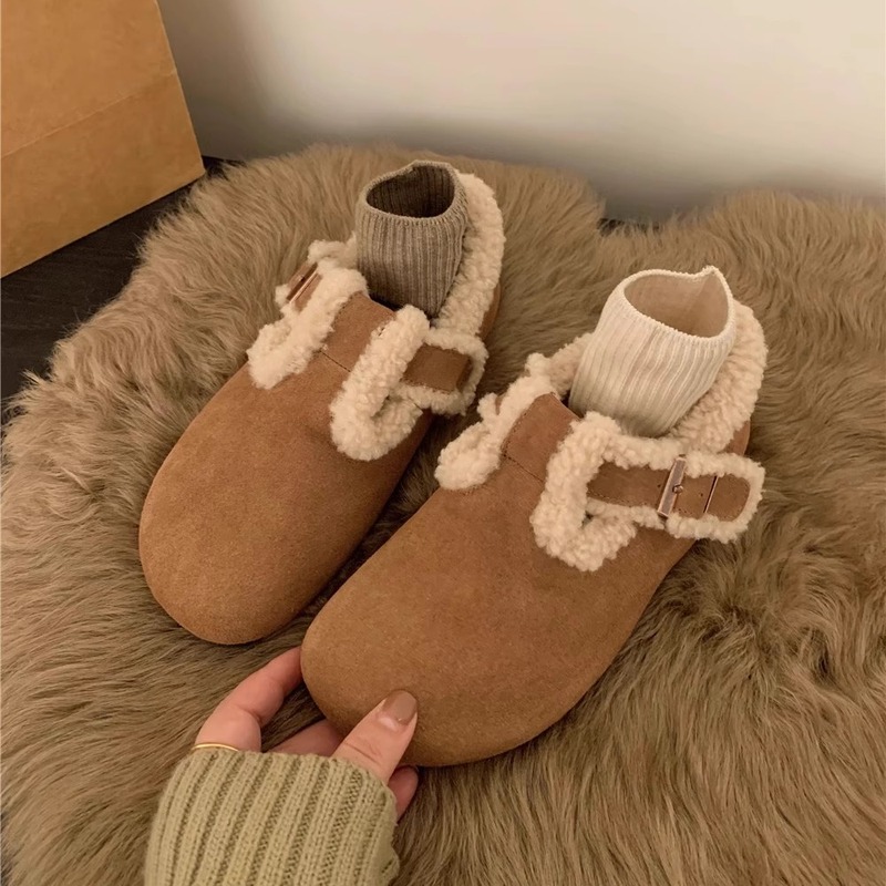 NEXT ROAD英国联名孕妇女鞋复古棕色加绒勃肯毛毛鞋美拉德雪地靴