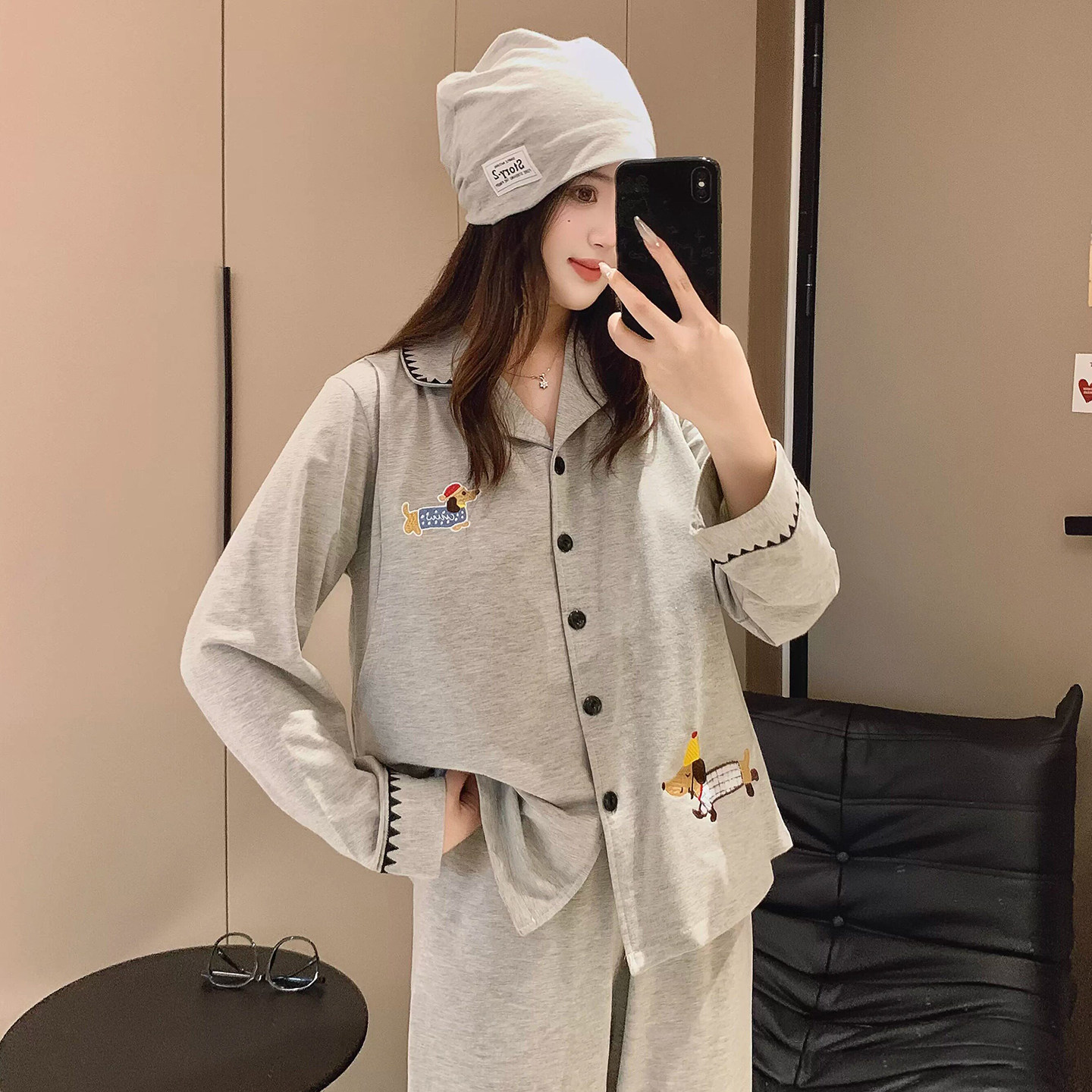 法国Uamtor纯棉孕妇月子服夏季产后带胸垫哺乳衣薄款产妇全棉吸汗