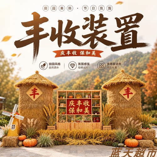 草编谷仓粮仓丰收节大型造型摆件